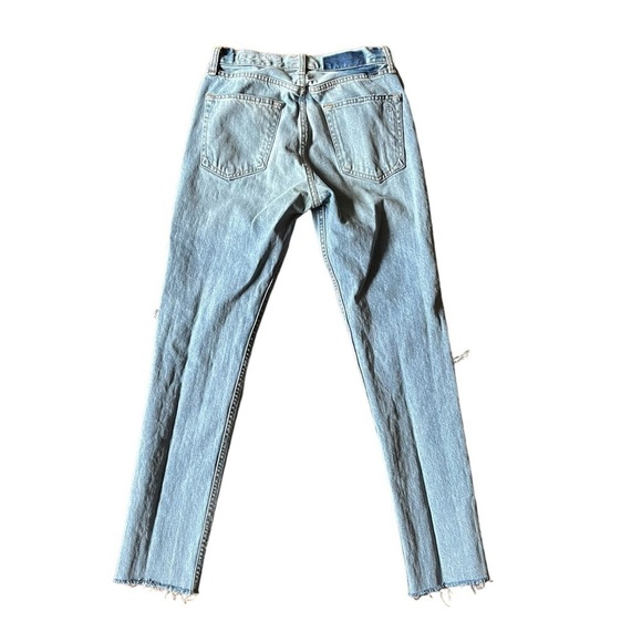 Rag & Bone Marilyn Jeans Women's 26 Light Wash Distressed Raw Hem Straight Leg - Picture 3 of 11